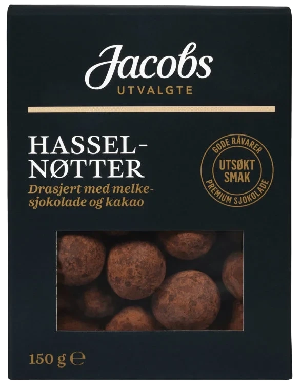 Hasselnøtter m/sjokoladetrekk&kakao 150g