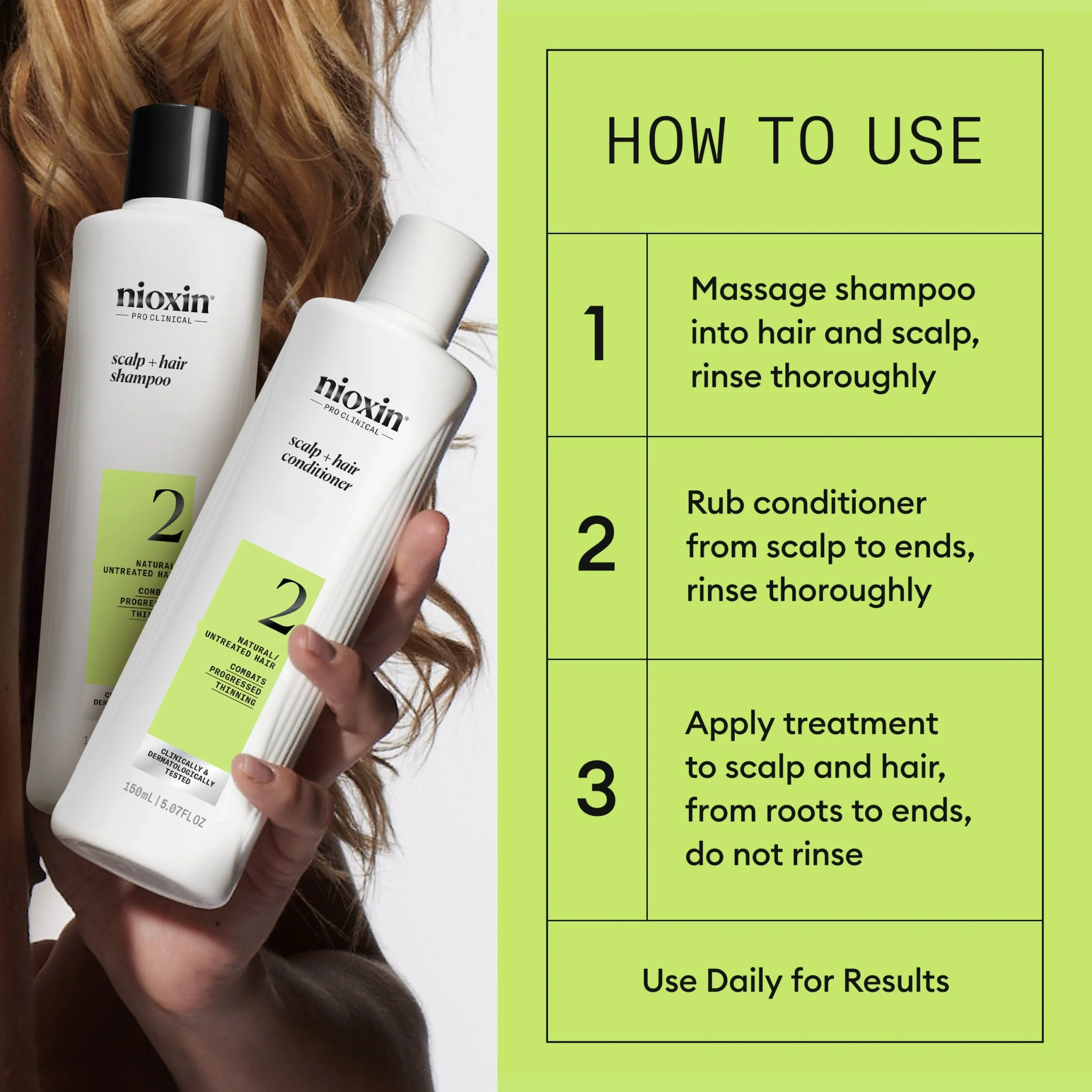 Nioxin System 2 Trial Kit, 150 ml + 150 ml + 50 ml