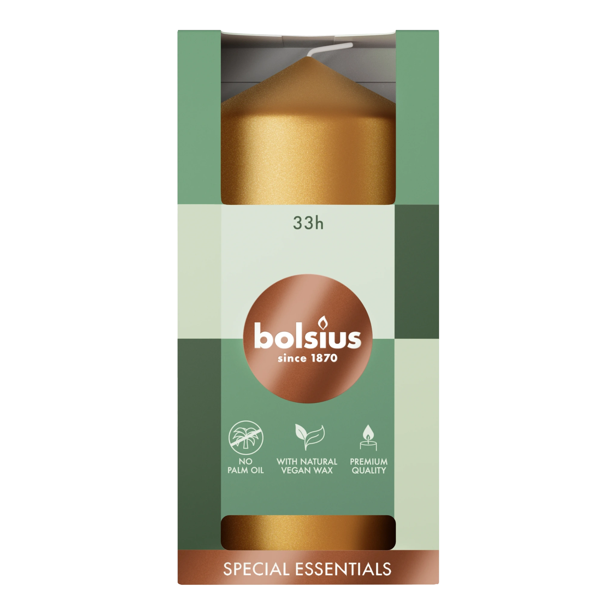 Blockljus metall 120/58 guld