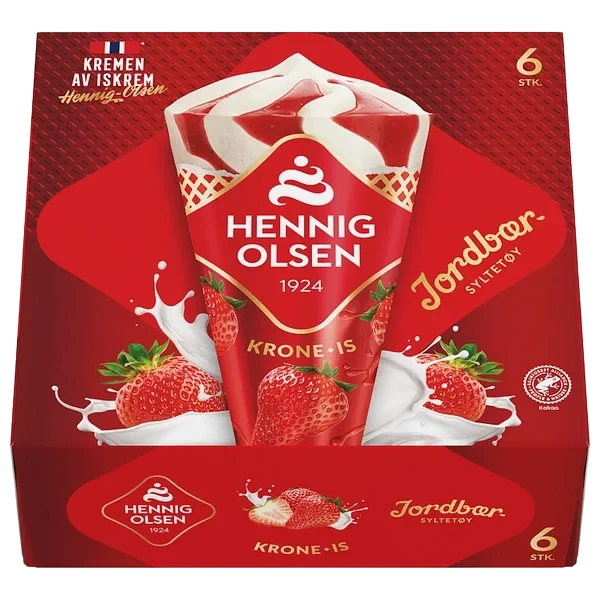 Krone-Is Jordbær 6stk Hennig-Olsen