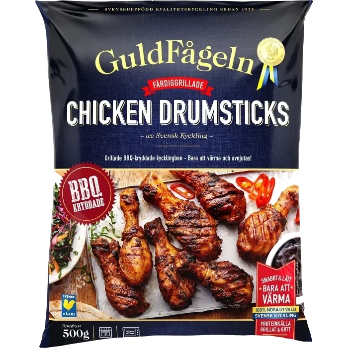 Chicken drumsticks BBQ Fryst 500g Guldfågeln