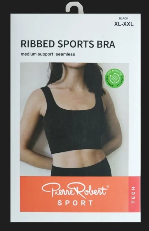 Sports Bra Ribbed Black Xs/S Pierre-Robert