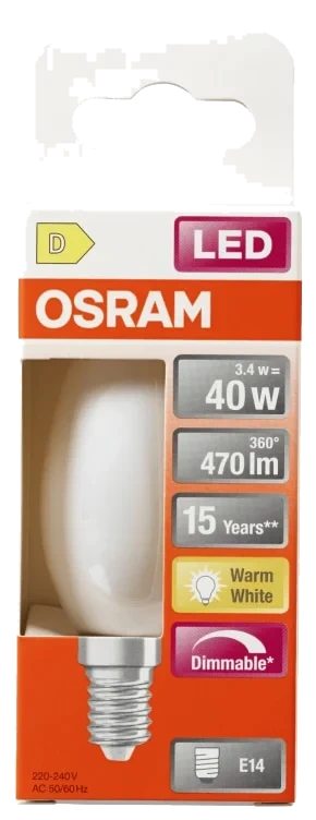 Lyspære Led Cl B 40 Matt Dim 827 E14 Osram