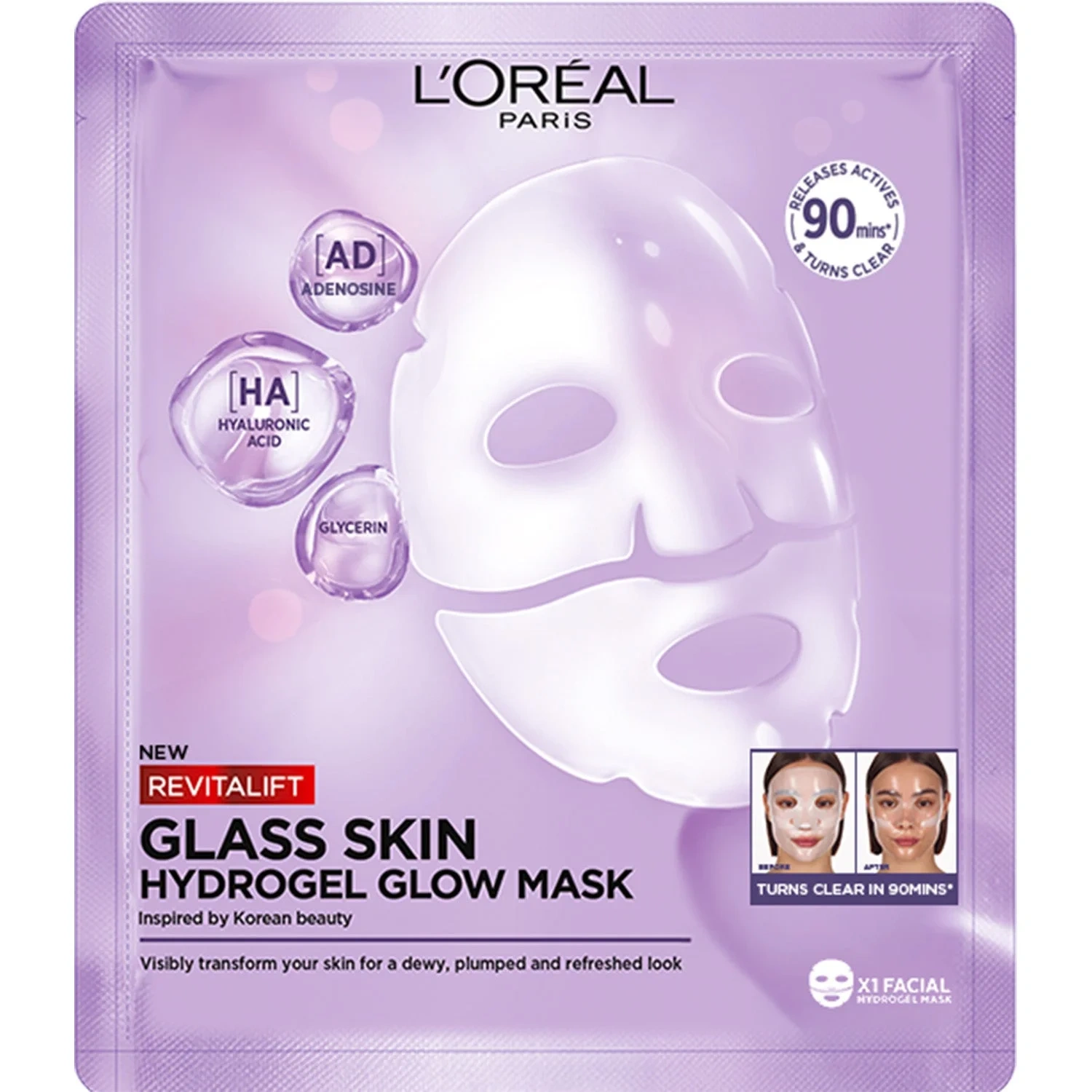 L'Oréal Paris Revitalift Filler Glass Skin Hydrogel Glow Mask 1 PCE