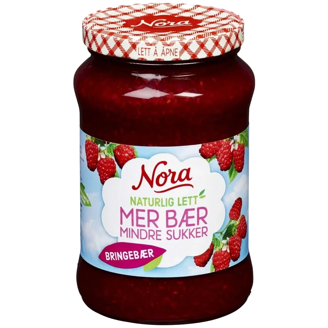 Nora Bringebær Mindre Sukker 540g