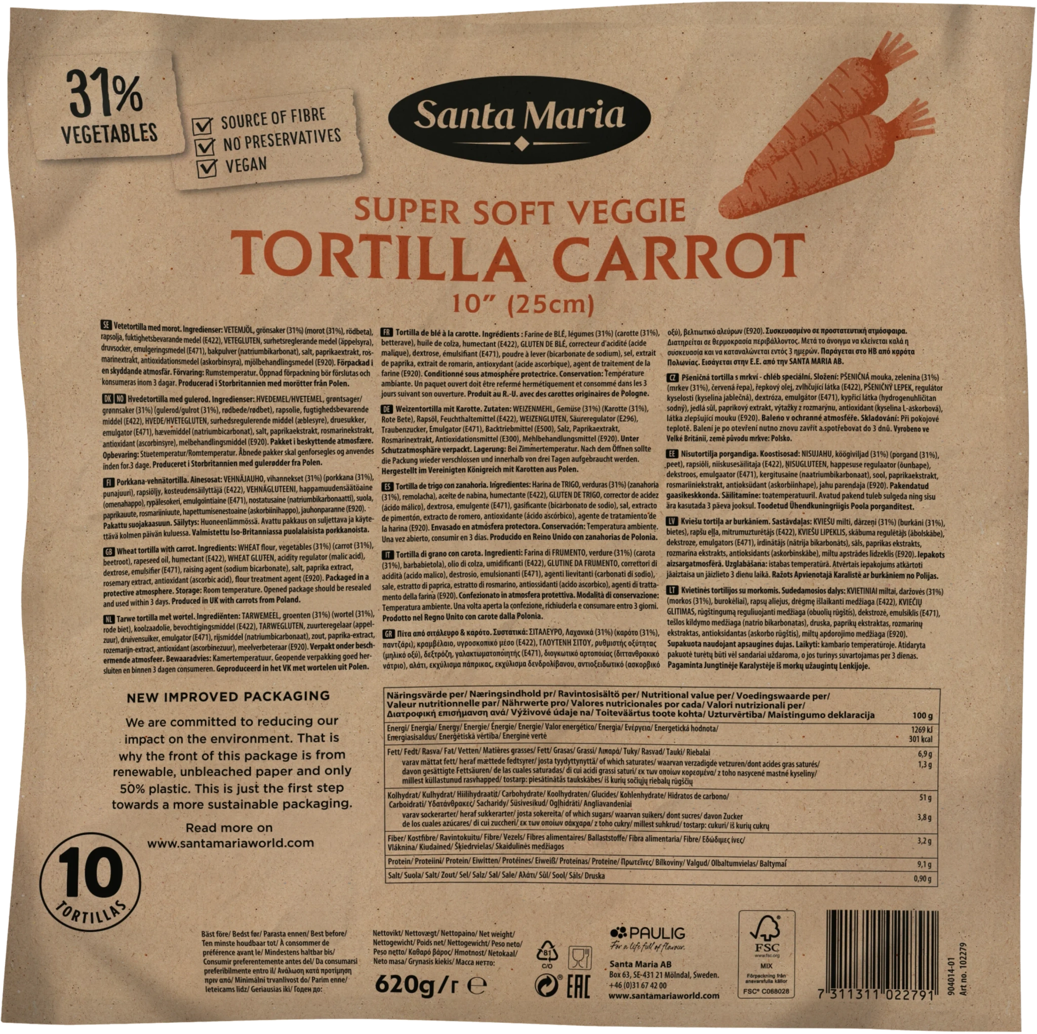 Tortilla Carrot 10'' (25cm)