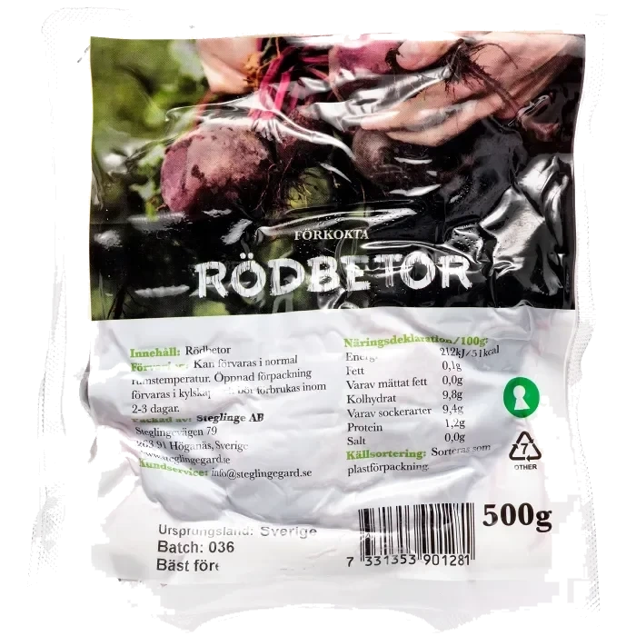 Förkokta klyftade Rödbetor 500g Klass 1