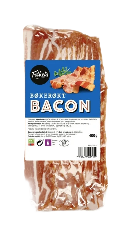 Bacon Bøkerøkt skivet 400g Folkets