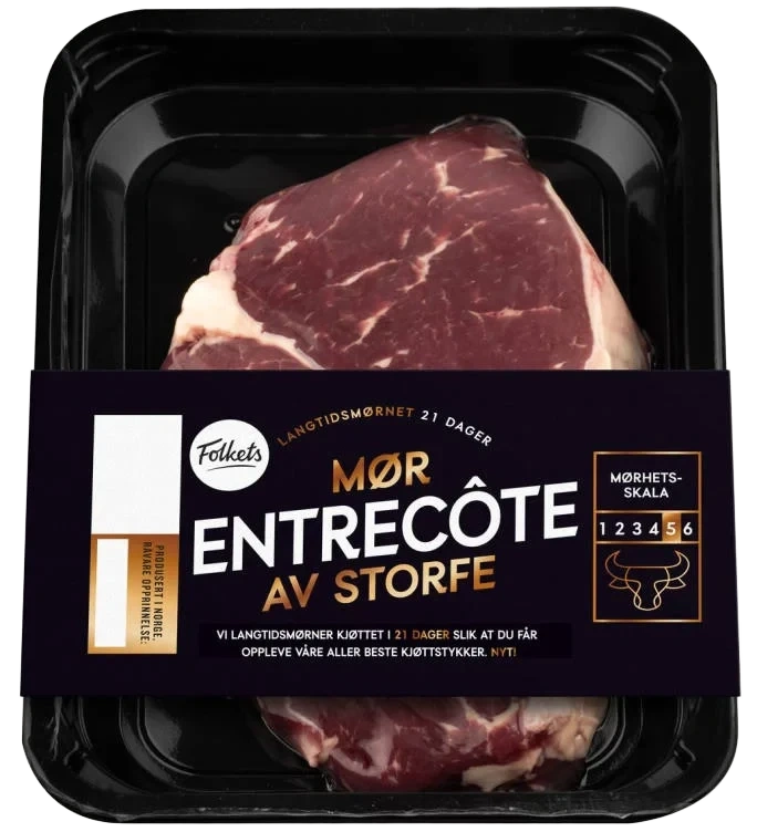 Storfe Entrecote skivet Ca350g Folkets
