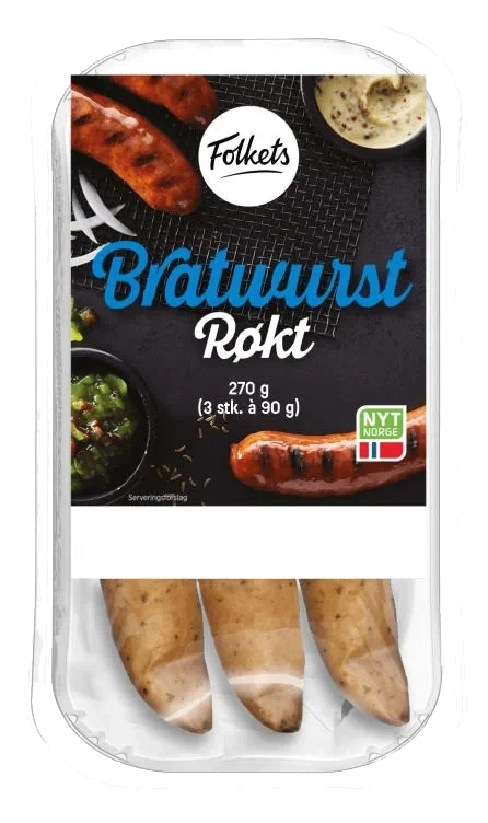 Bratwurst Røkt 270g Folkets