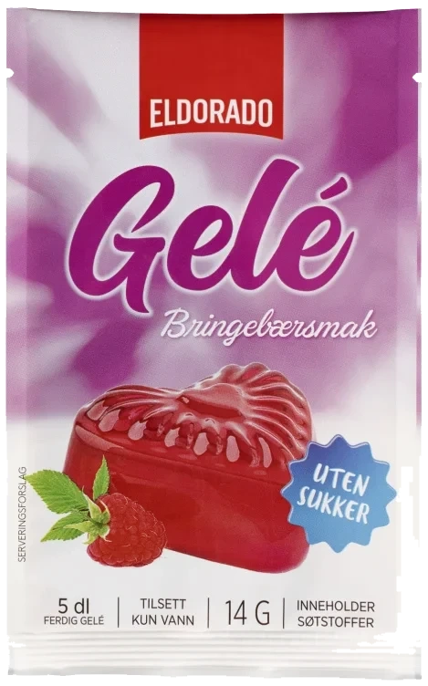 Bringebærgele u/Sukker 14g Eldorado