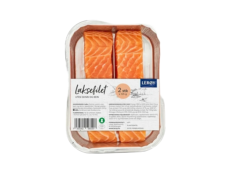 Laks Porsjoner u/Skinn 2x125g Lerøy
