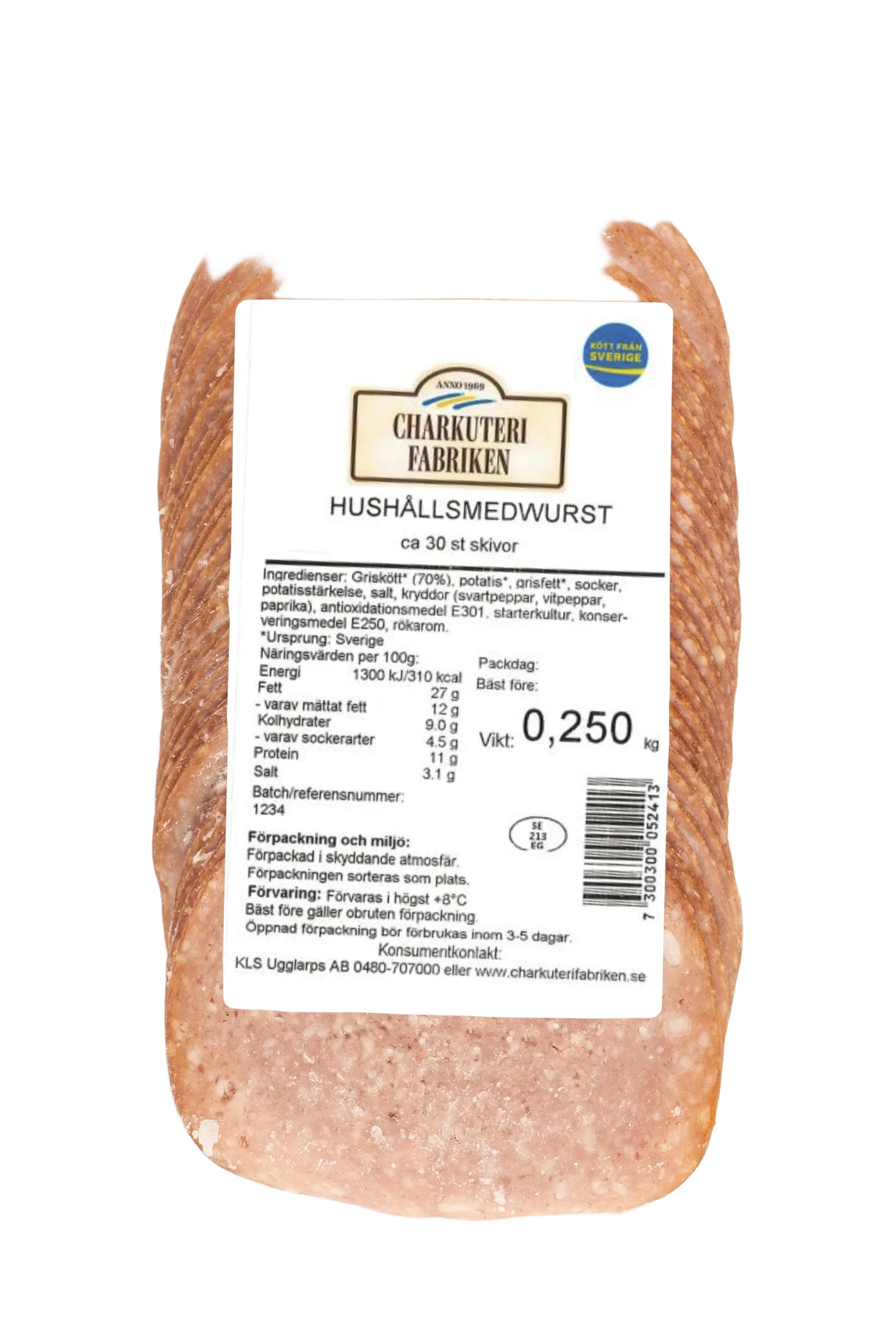 Hushållsmedwurst skivad
