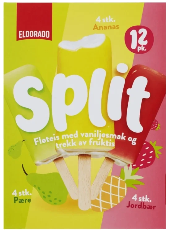 Split Vaniljeis m/Fruktistrekk 12stk Eldorado