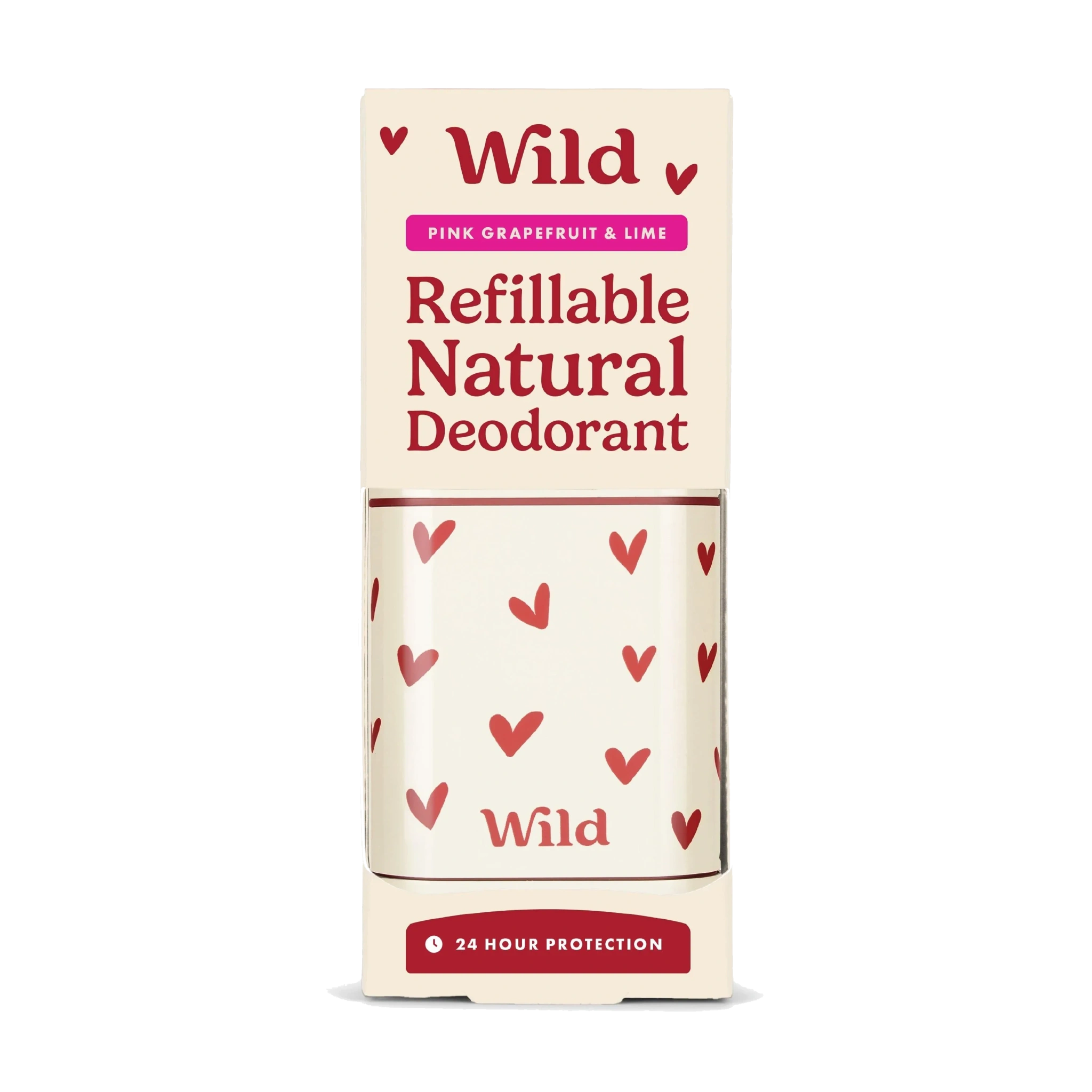 Wild Deo Heart Case Pink Grapefruit & Lime Startpakke, Hvit, 40 g