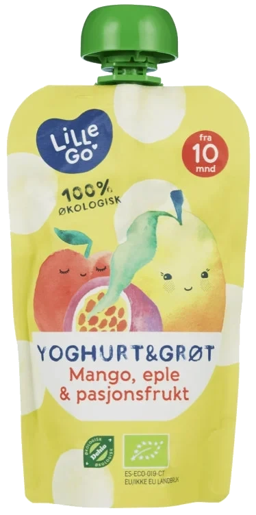 Yoghurt&grøt Mango/eple/pasjonfr 120g Lillego