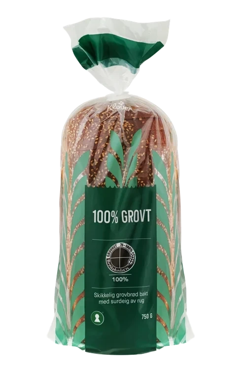 KLØVER 100% GROVT BRØD 750 g skåret