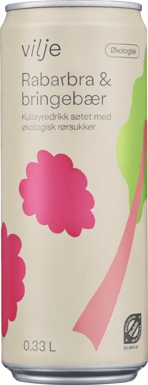 Vilje Kullsyredrikk Bringebær&rabarbra 0,33l Vilje