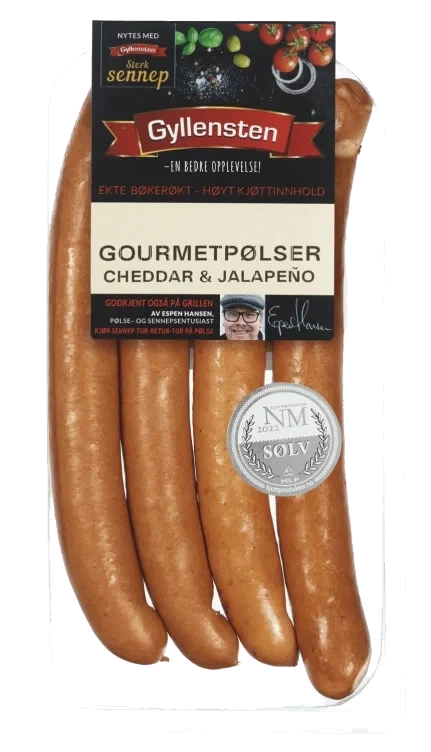 Gourmetpølse Cheddar&Jalap. 360g Gyllensten