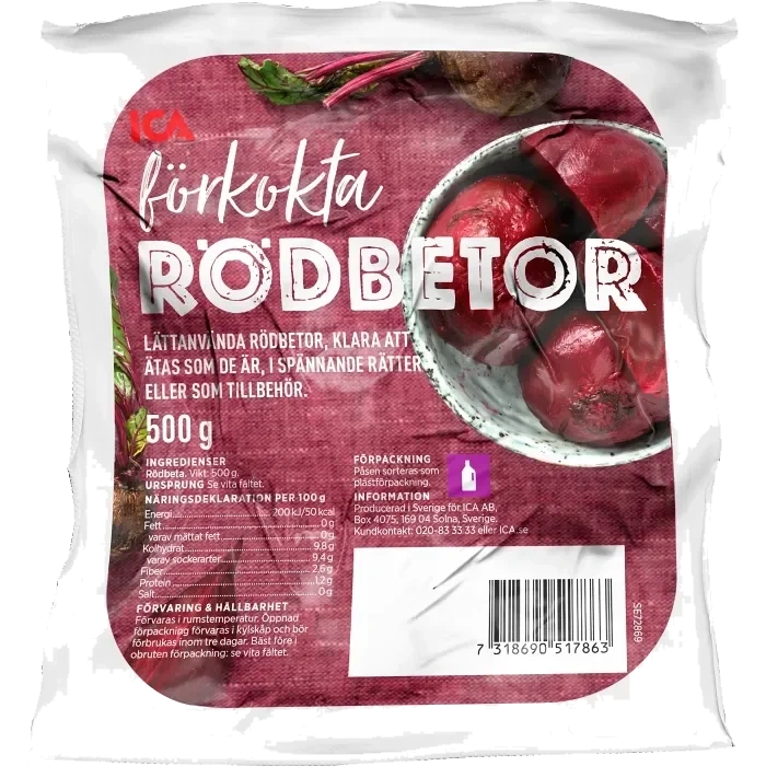 Förkokta rödbetor 500g Klass 1 ICA