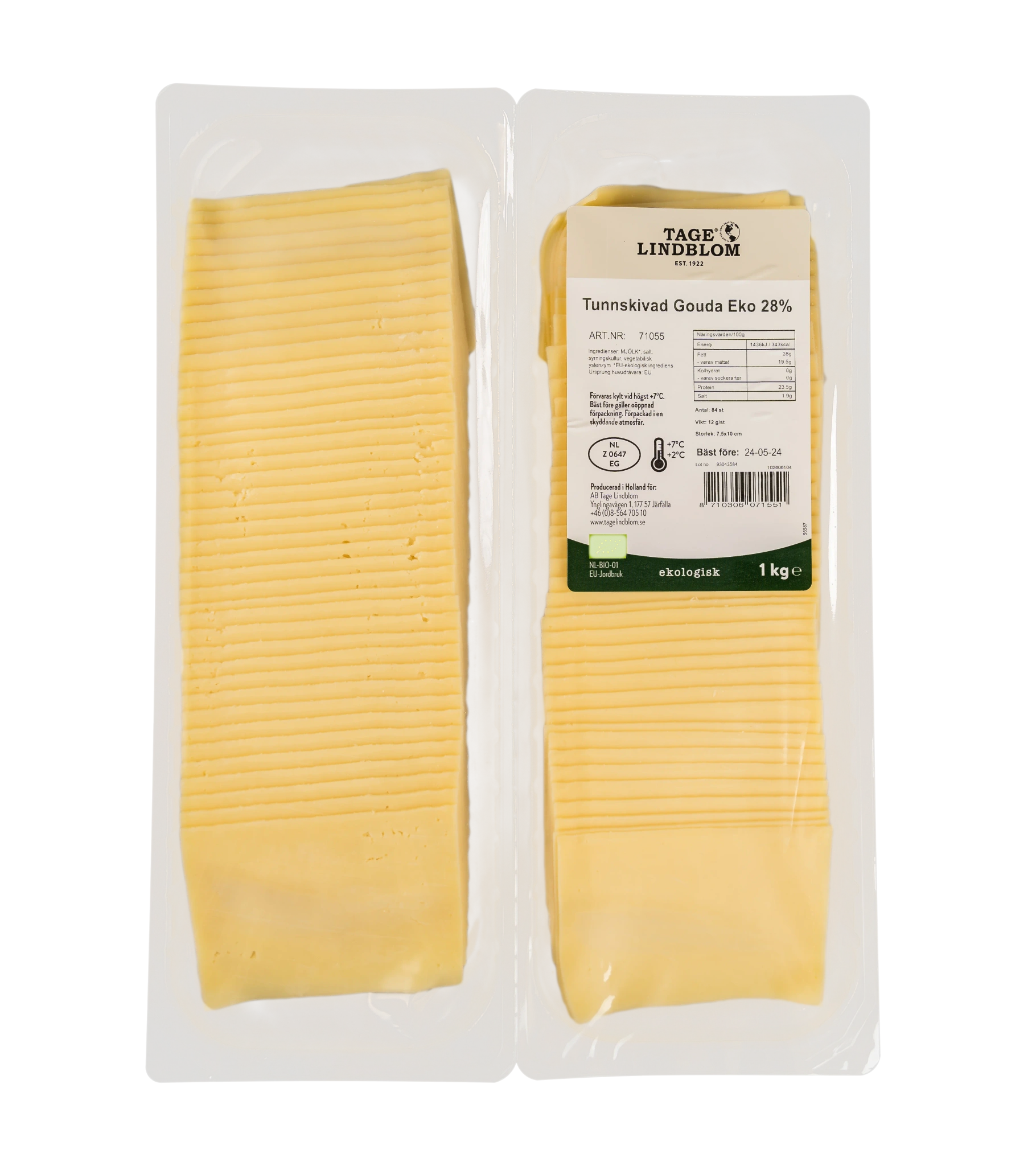 Tunnskivad Gouda Eko 28%, 84x12 g