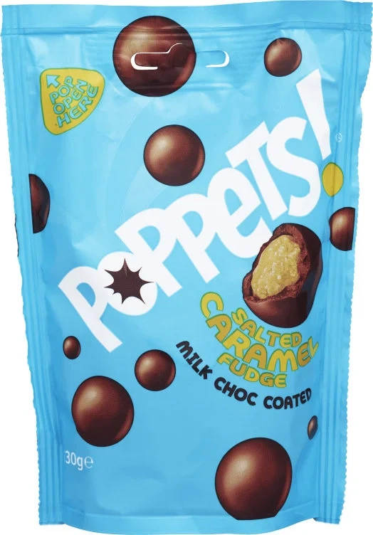 Poppets! Salted Caramel Fugde, Milk Choc Coated 130g