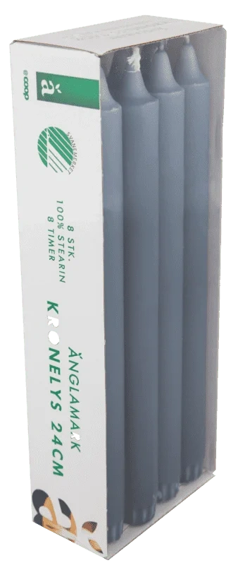 Änglamark Kronelys Stearin Blå 24cm 8pk