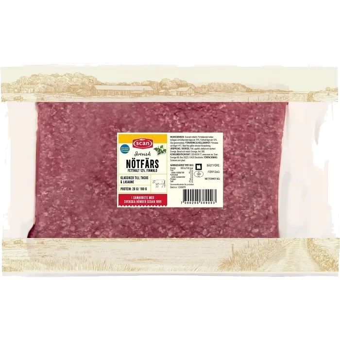 Nötfärs Färsk 12% 1kg Scan