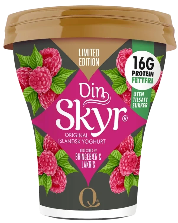 Din Skyr Bringebær&Lakris 160g Q