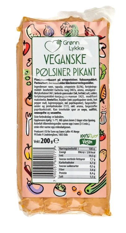 Vegan Pølsiner Pikant 200g Grønn Lykke