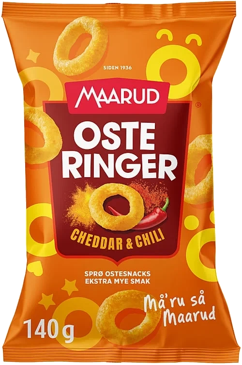 Osteringer Cheddar&Chili 140g Maarud