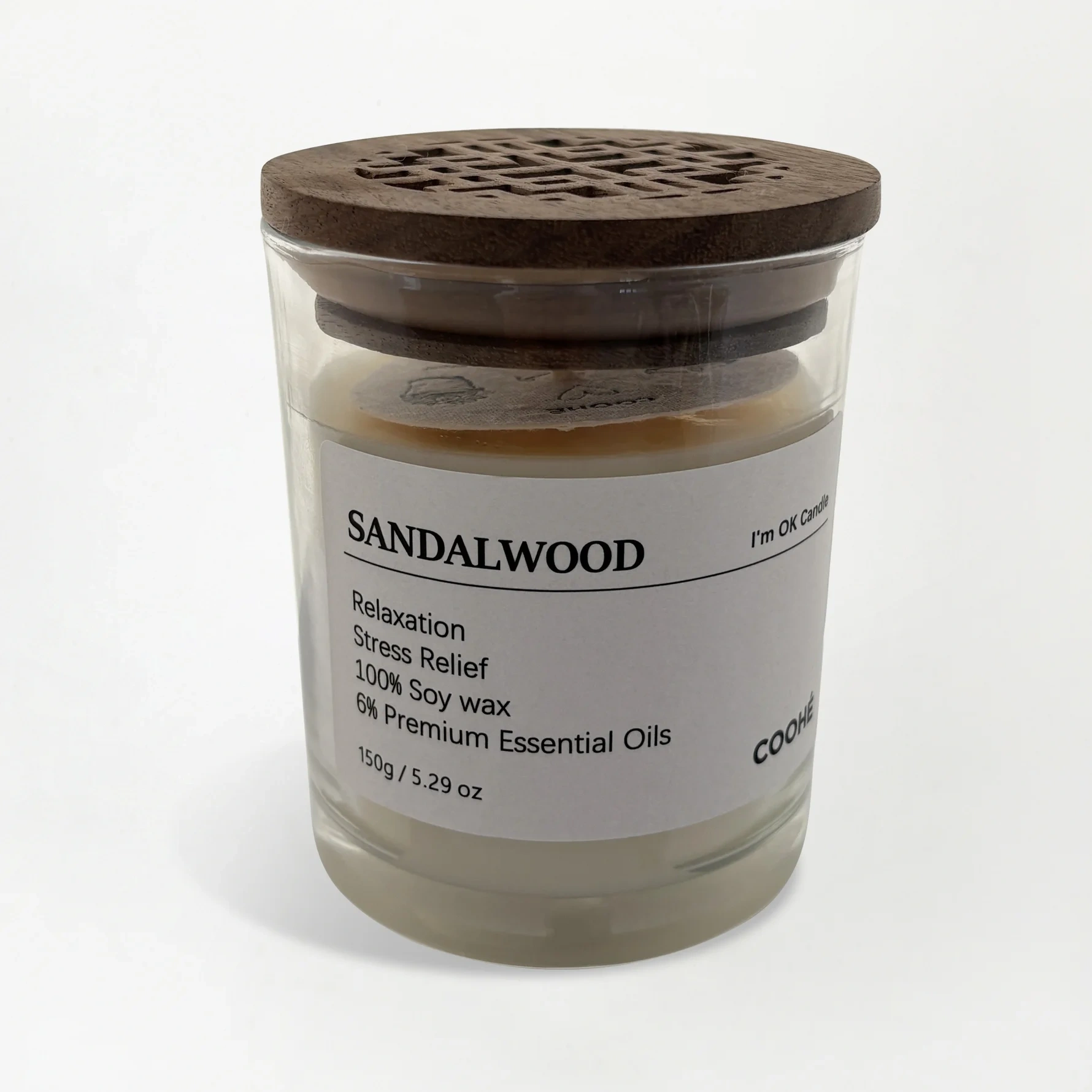 COOHÉ I'M OK Soy Wax Aroma Candle Sandalwood 150 g