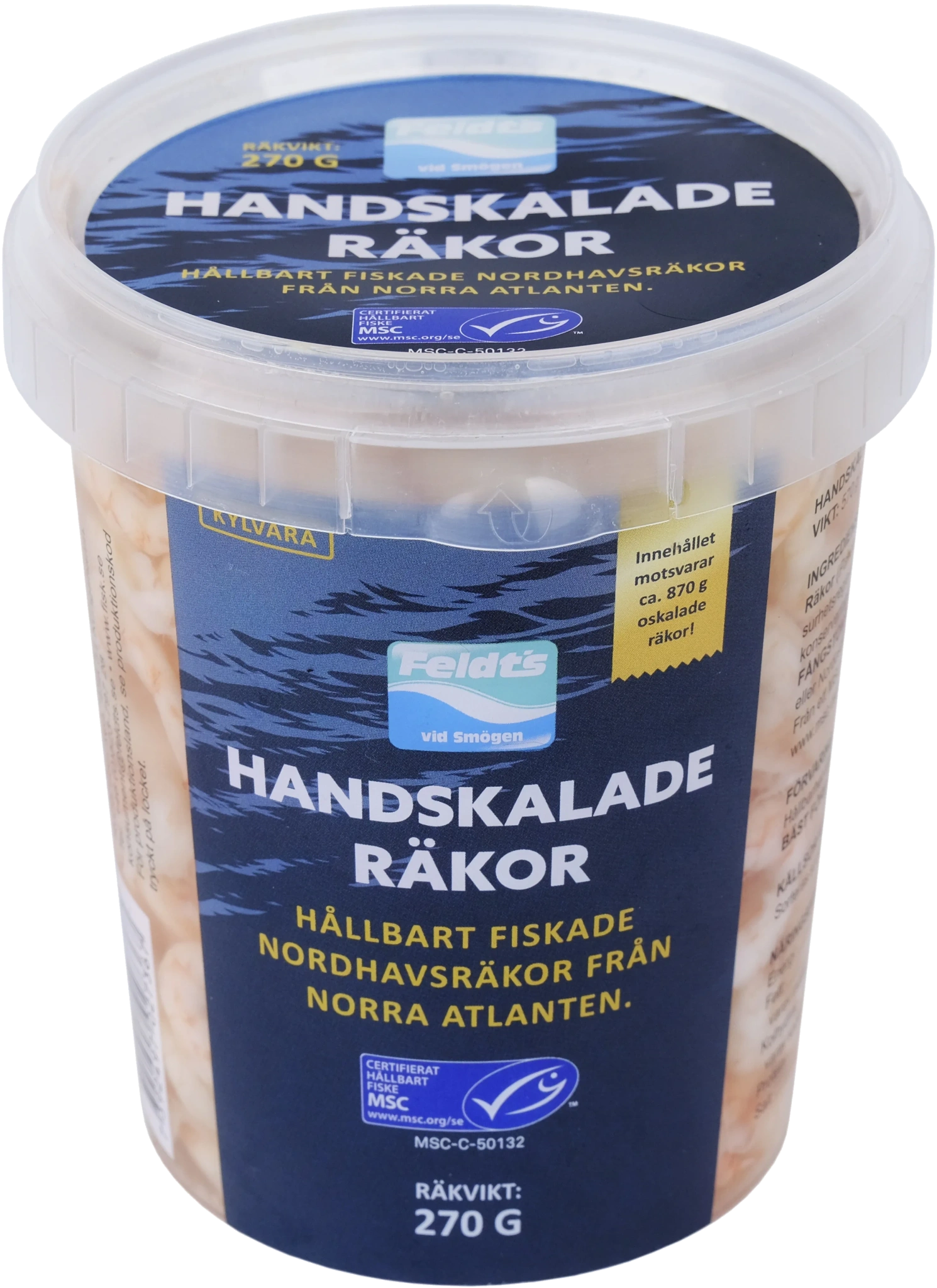Handskalade räkor i lake, MSC