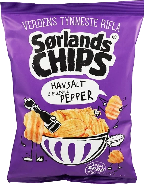Verdens tynneste rifla m/havsalt & pepper   240g