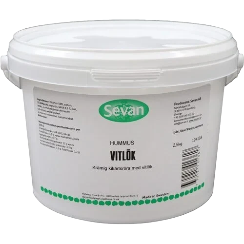 Hummus med Hvitløk 2.5kg Spann Sevan/slåtto