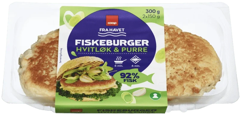 Coop Fiskeburger Purre & Hvitløk 300g