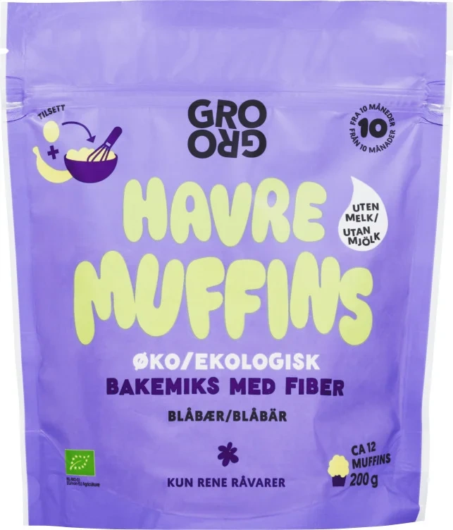 Muffins Blåbær og Kokos 200g Grogro