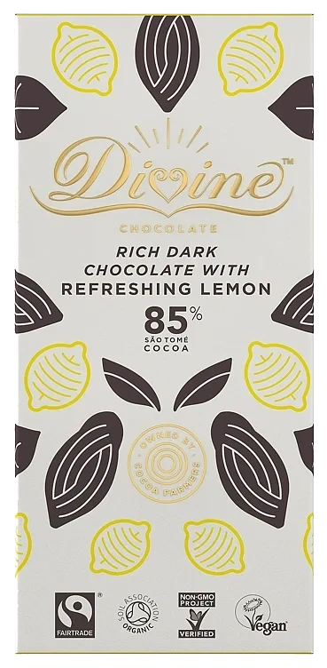 Dark chocolate 85%  w/lemon, økol. 80g