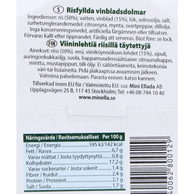 Minella Risfyllda Vinbladsdolmar