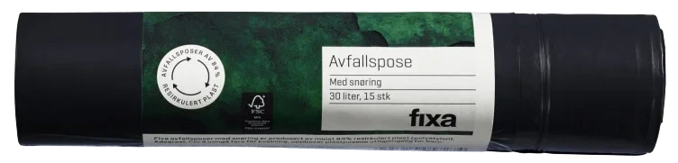 Avfallsposer m/Snørelukking 30l 15stk Fixa