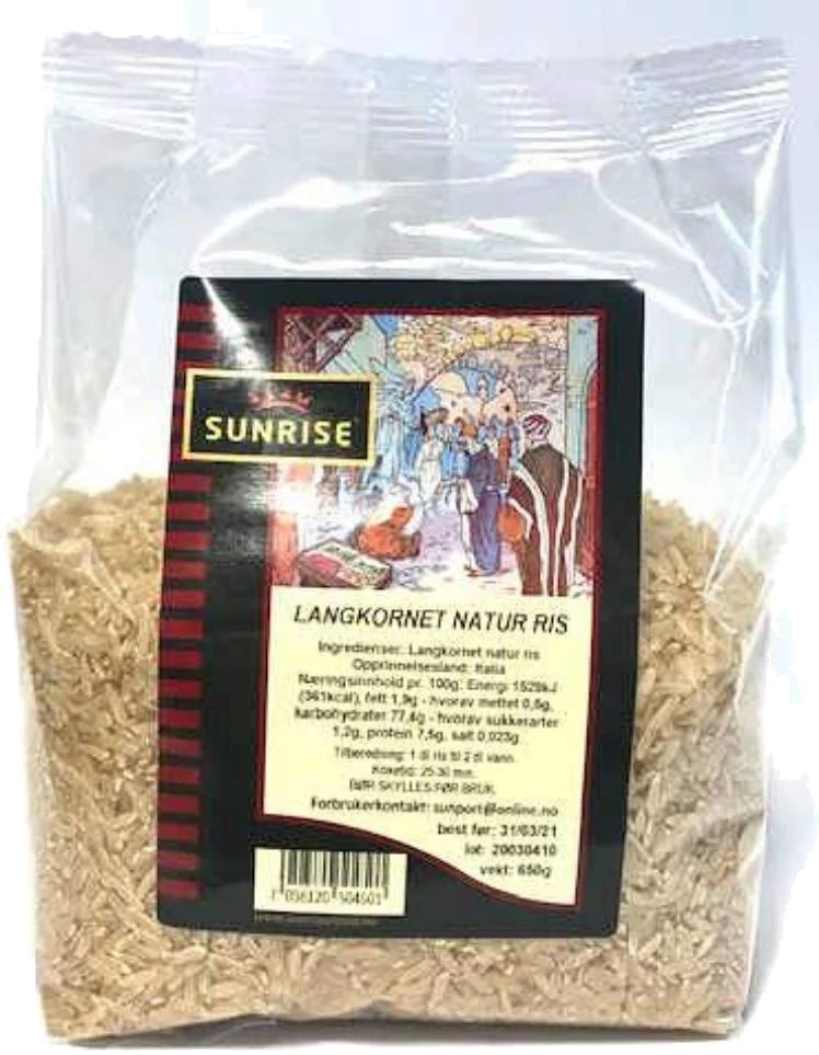 Sunrise Langkornet Naturris 650g