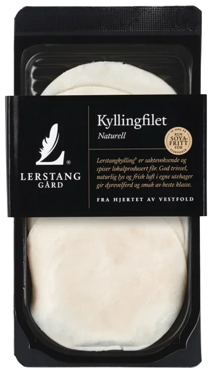 Kyllingfilet Naturell skivet 100g Lerstang