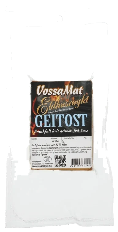 Eldhusrøykt Geitost Ca 400g Vossakjøt