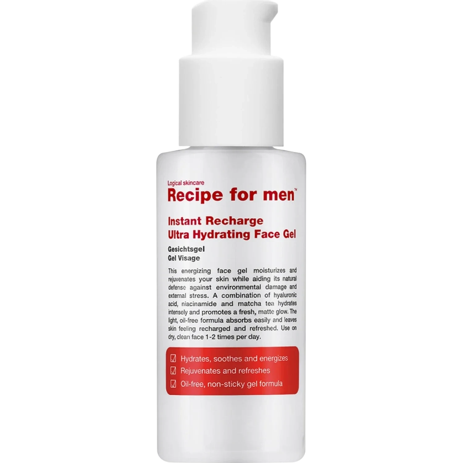 Recipe for men Instant Recharge Ultra Hydrating Face Gel