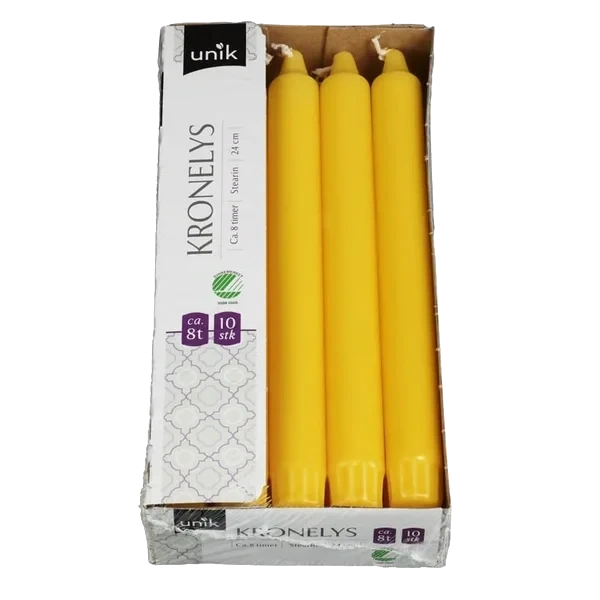 Kronelys Gul 24cm 10stk Unik