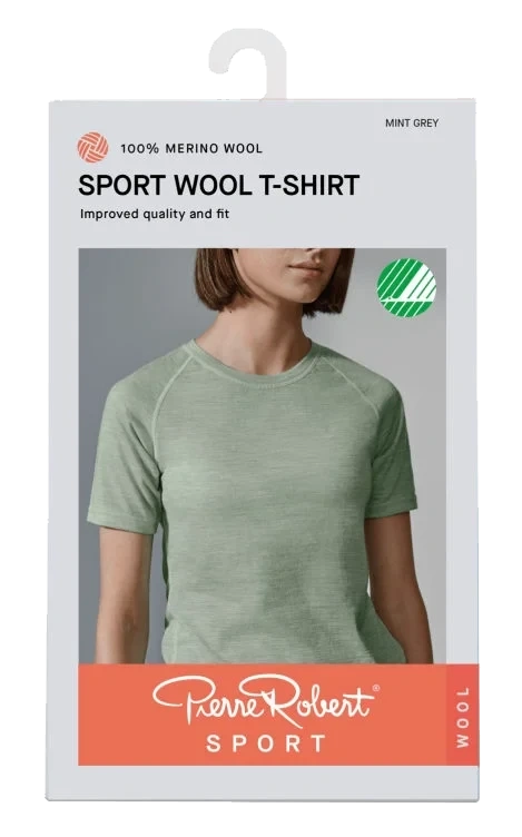 Wool T-Shirt Mint Grey M Pierre-Robert