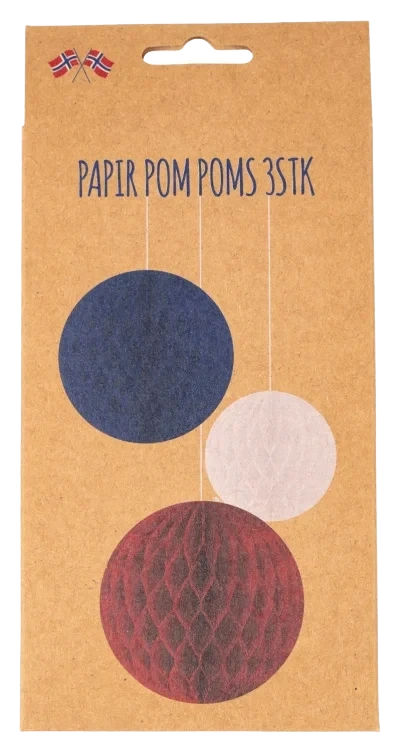 Papir Pom Poms 17.Mai 3stk