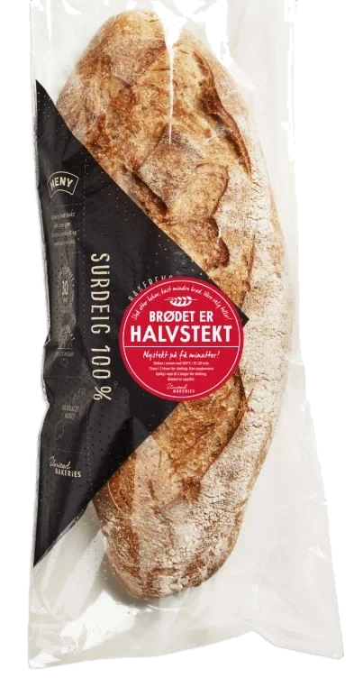 Surdeigsbrød 100% Halvstekt