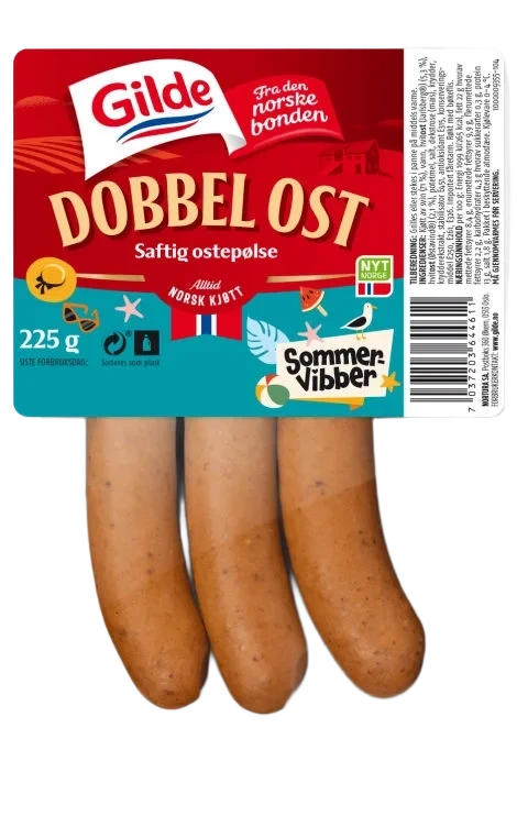 Spesialpølse Dobbel Ost 225g Gilde