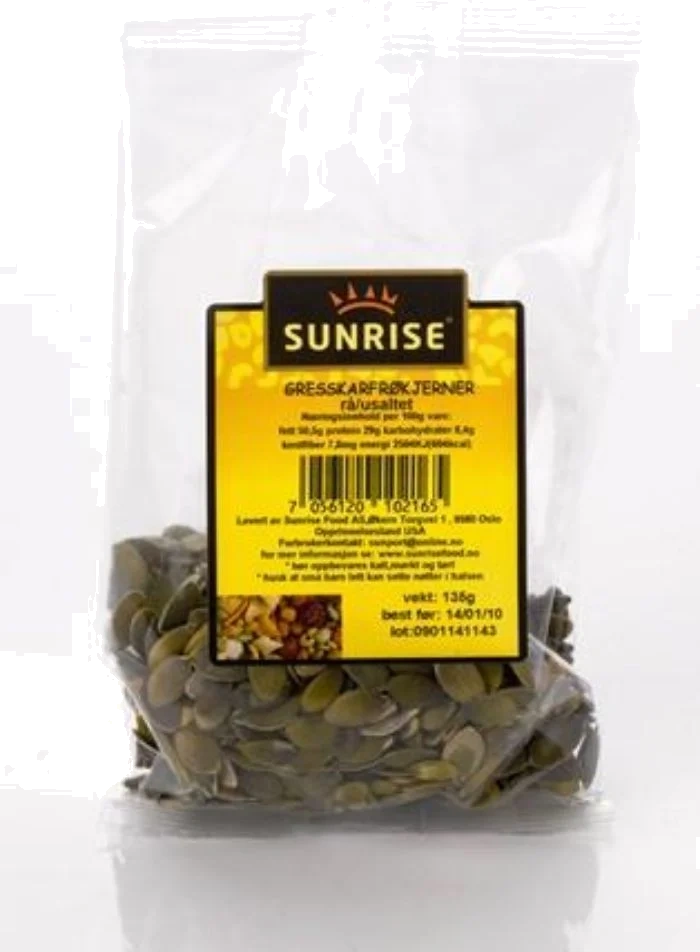 Sunrise Gresskarfrøkjerner Rå 110g